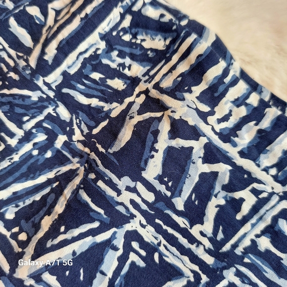 Clio 100% Silk Wide Leg Blue White Print Pull On Pant Sz M - Picture 14 of 16